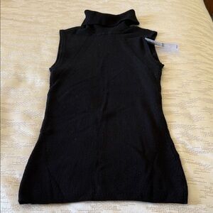 White House Black Market Black Sleeveless Turtleneck Knit Top